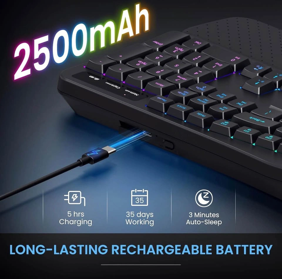 (New)Ergonomic Rechargeable Wireless Keyboard and Mouse Combo - photo 4