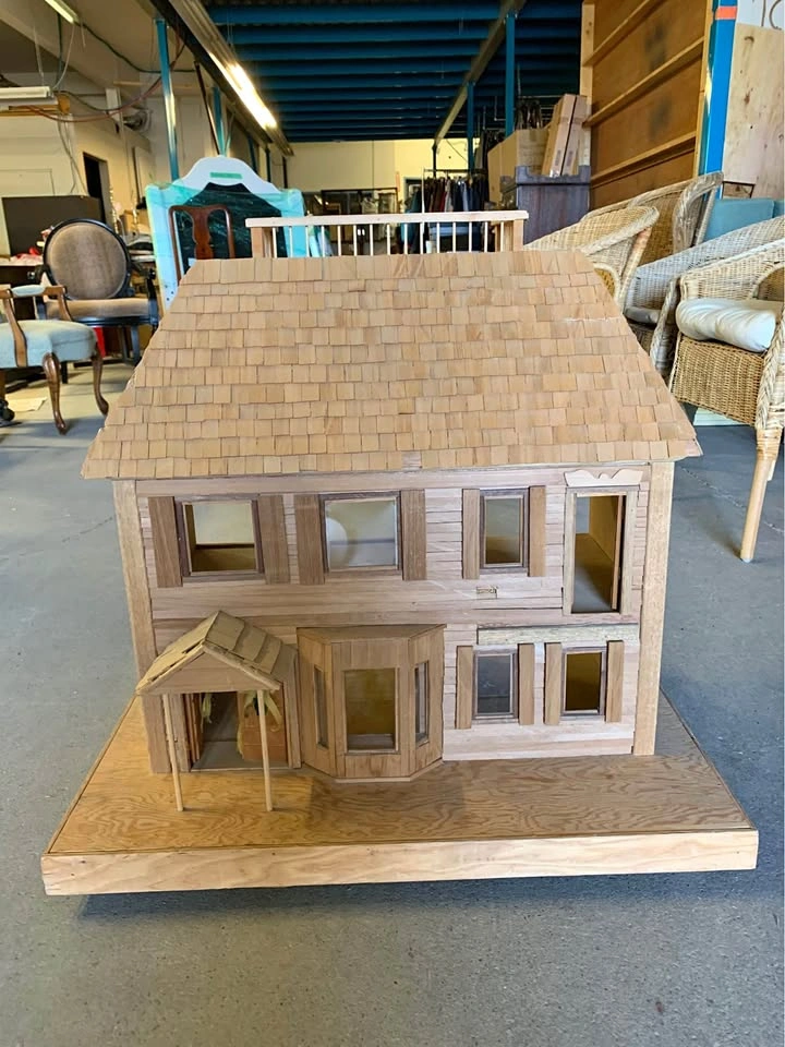 Custom Made Wood Dollhouse w/ Wheels
