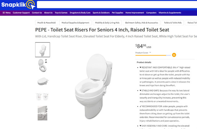 Toilet Seat Riser, 4 inch , For Seniors - photo 3