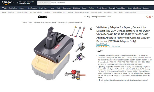 Dyson V6 Battery Adapter/ Converter - photo 3
