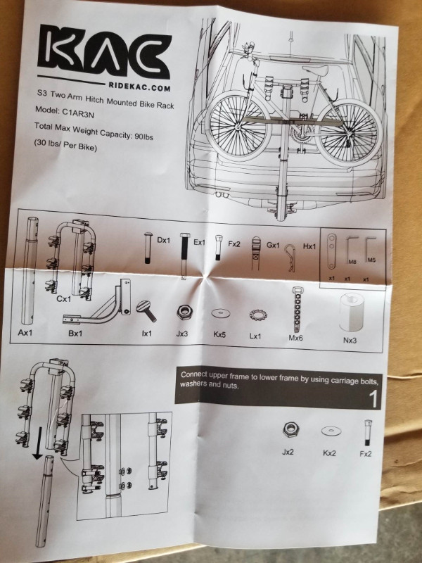 Hitch Mounted 3 Bike Rack - Brand New - photo 2