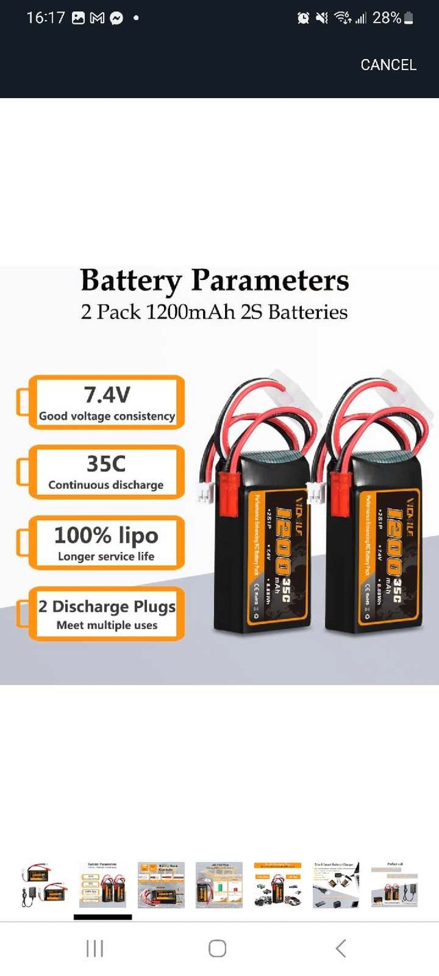 Vicmile 7.4V 1200mAh 2S Lipo Battery - photo 3
