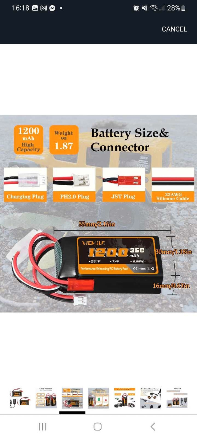 Vicmile 7.4V 1200mAh 2S Lipo Battery - photo 4