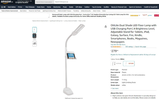 OttLite Dual Shade LED Floor Lamp with US - photo 4