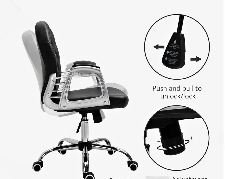 Black Faux Leather Office Chair – Like New