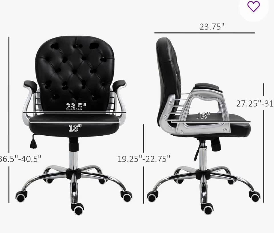 Black Faux Leather Office Chair – Like New - photo 2