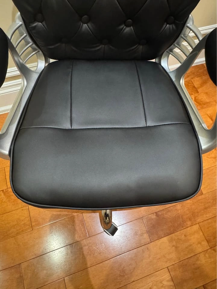Black Faux Leather Office Chair – Like New - photo 4