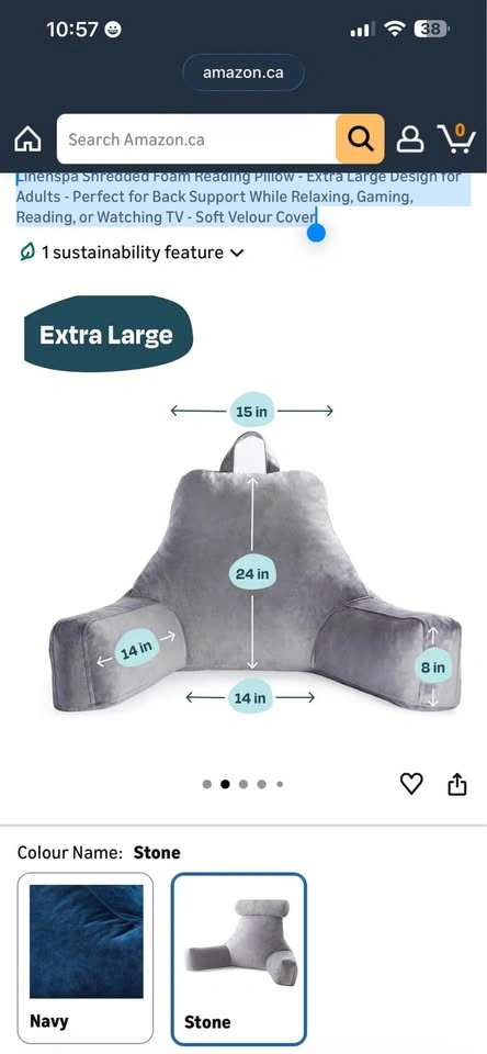 Linenspa Shredded Foam Reading Pillow - Extra Large - photo 2