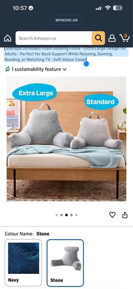 Linenspa Shredded Foam Reading Pillow - Extra Large - photo 3