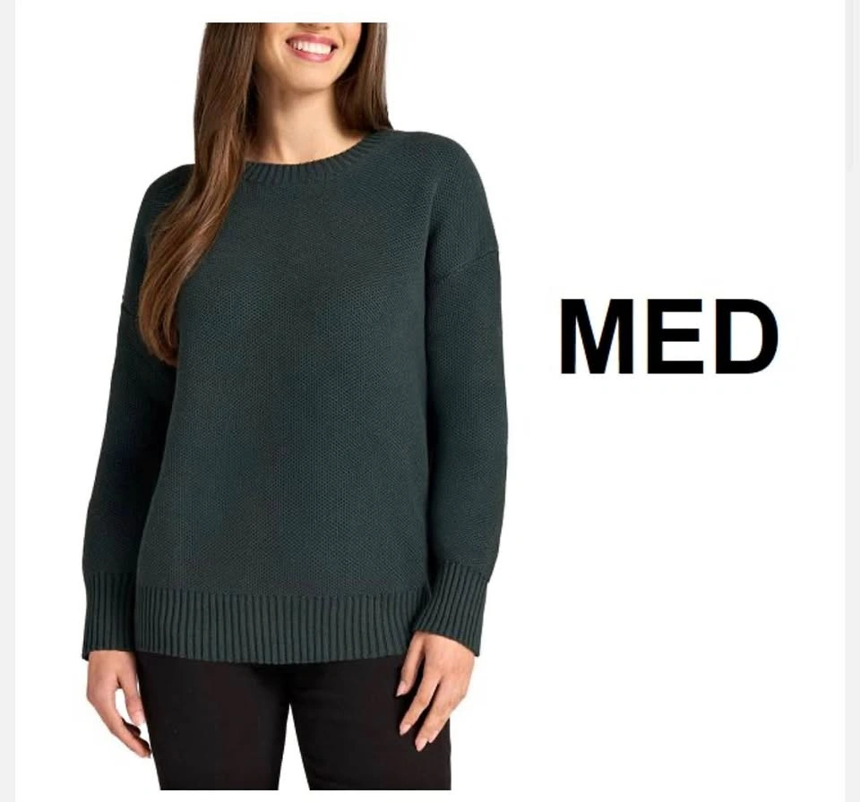 Matty M Waffle Knit Crewneck Sweater - Green (M) - NWT