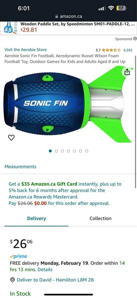 Aerobie Sonic Fin Football - Russel Wilson Toy - photo 3