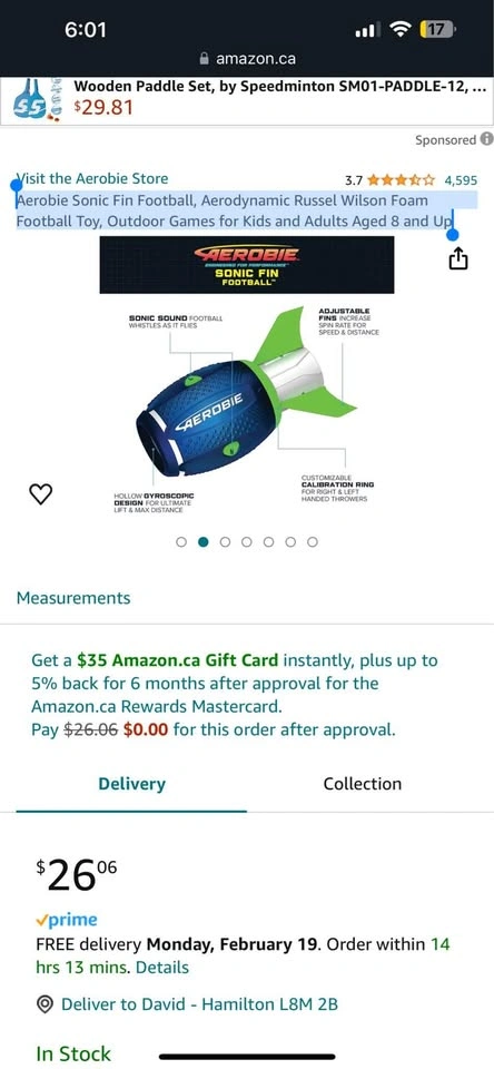 Aerobie Sonic Fin Football - Russel Wilson Toy - photo 4