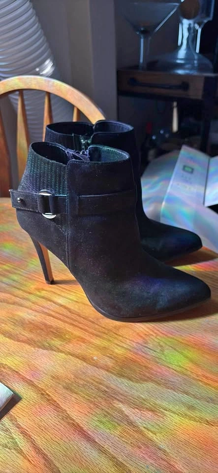 Black Suede High Heel Ankle Boots