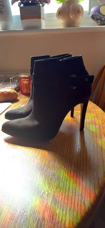 Black Suede High Heel Ankle Boots - photo 2