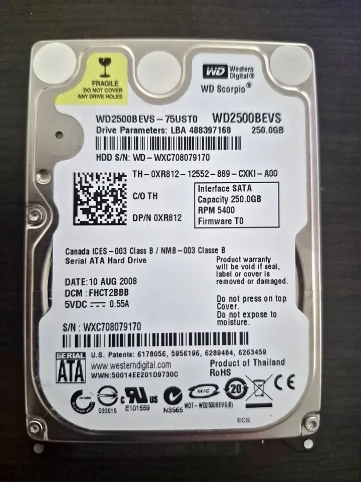 Western Digital 250GB eSATA HDD WD2500BEVS