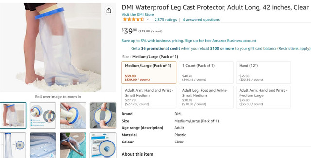 Waterproof Leg Cast Protector - photo 4