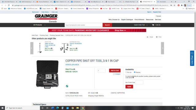 COPPER PIPE SHUT OFF TOOL,3/4-1 IN CAP - photo 3