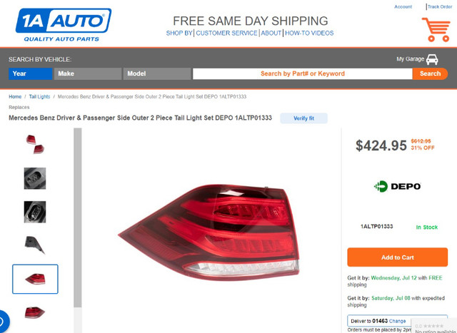 Tail Light Assembly - 2016-2018 Mercedes GLE350 - photo 5