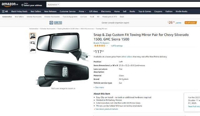 Snap & Zap Custom Fit Towing Mirror for Chevy & GMC - photo 4