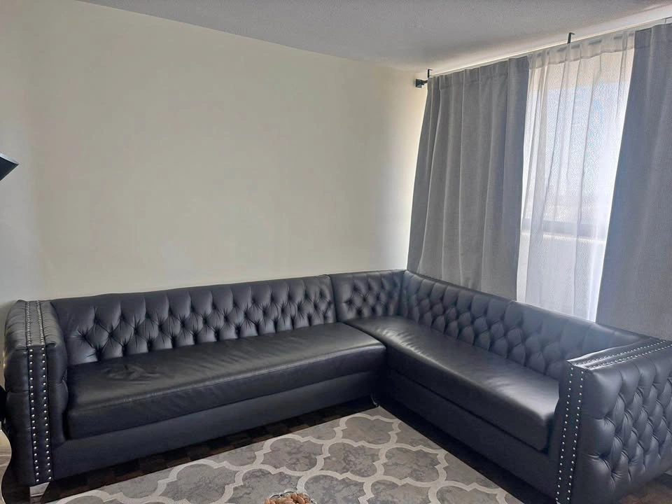 Black Leather 7 Seater Sectional - Custom Made by PURBA FURNITUR