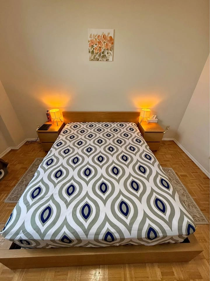 Solid Wood Bed Frame & Side Tables Set