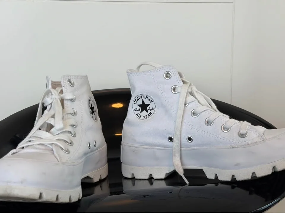 White Converse High Tops - - photo 2
