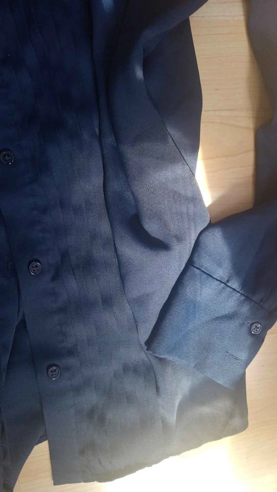 Anne Klein Navy Blue Pleated Tie-Neck Blouse Size 12 - photo 2