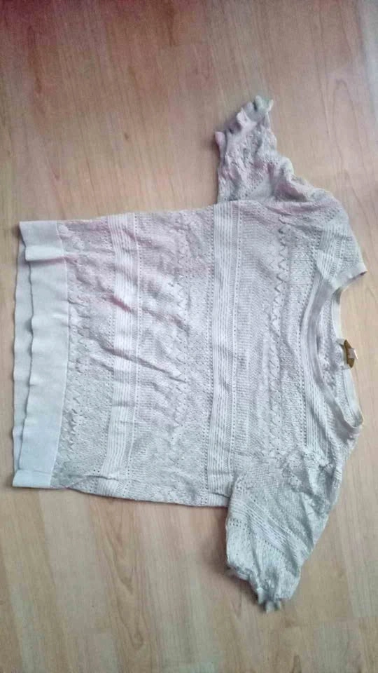 Laura Petites White Knit Short Sleeve Top Size S