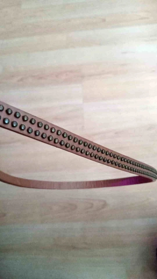 Brown Studded Leather Skinny Belt Size S