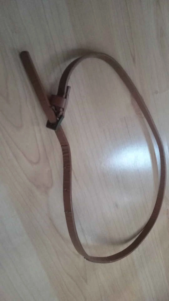 Brown Studded Leather Skinny Belt Size S - photo 2