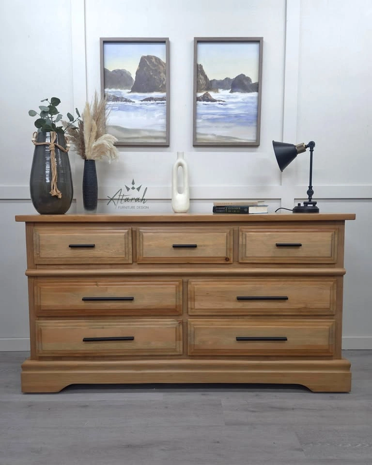 Solid Wood Dresser • Professionally Refinished • Natural Wood Fi