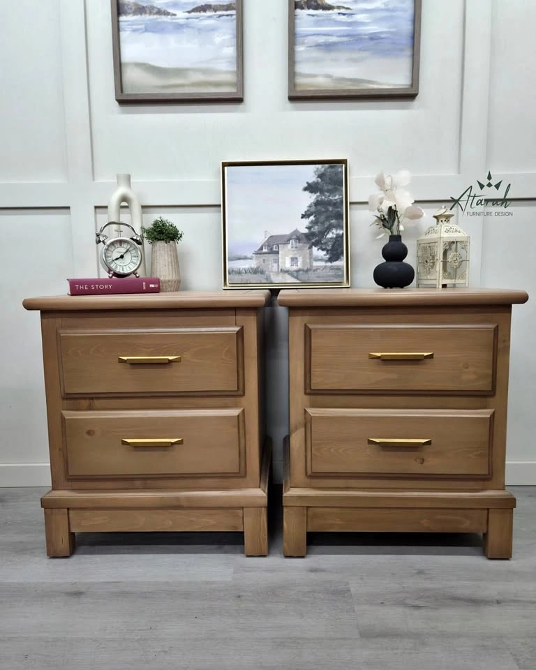 Warm Wood Nightstands – Timeless, Professionally Refinished Pair