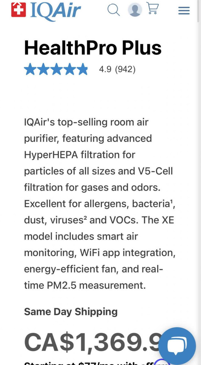 iqair air purifier pro plus - photo 2