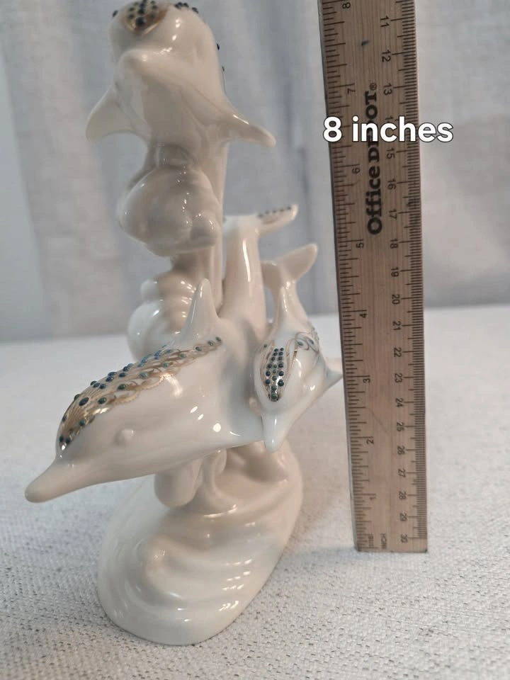 Vintage 1996 Lenox China Jewels Collection 3 Dolphins Figurine - photo 2
