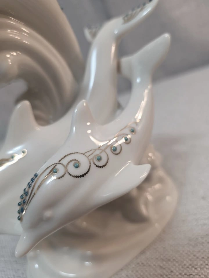 Vintage 1996 Lenox China Jewels Collection 3 Dolphins Figurine - photo 4