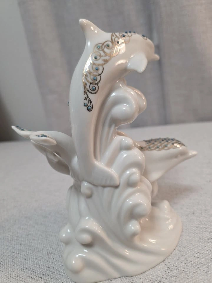 Vintage 1996 Lenox China Jewels Collection 3 Dolphins Figurine - photo 5