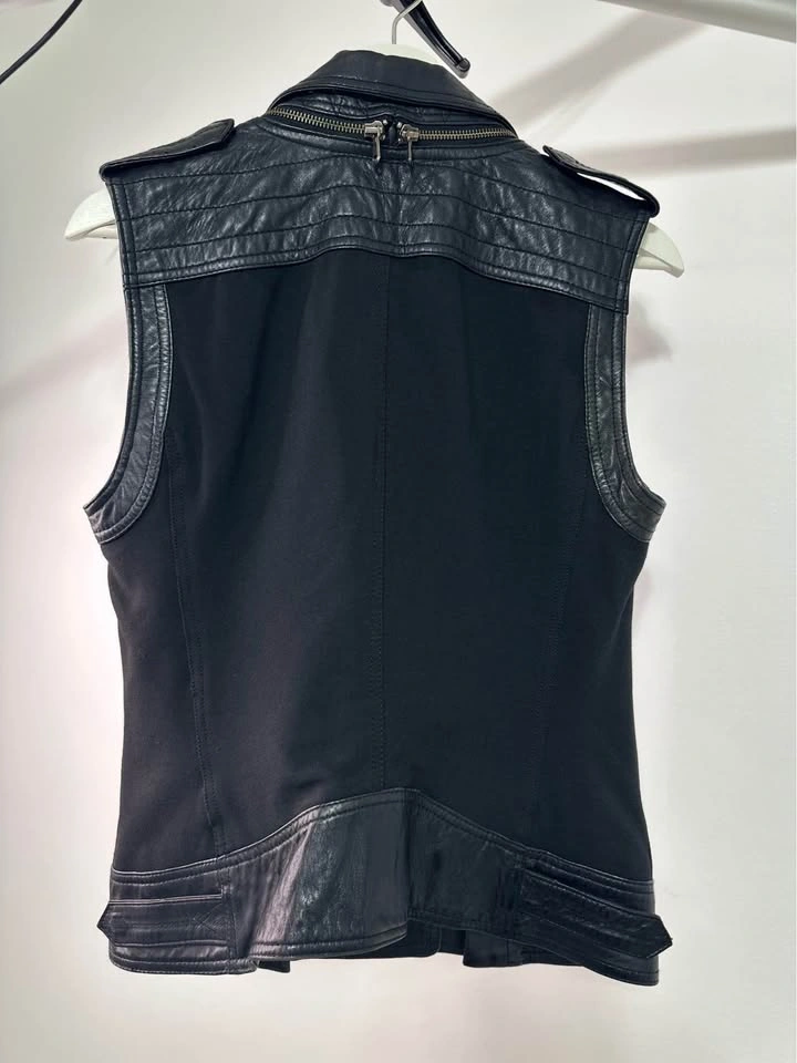 Black Leather Women Vest Size M - photo 3