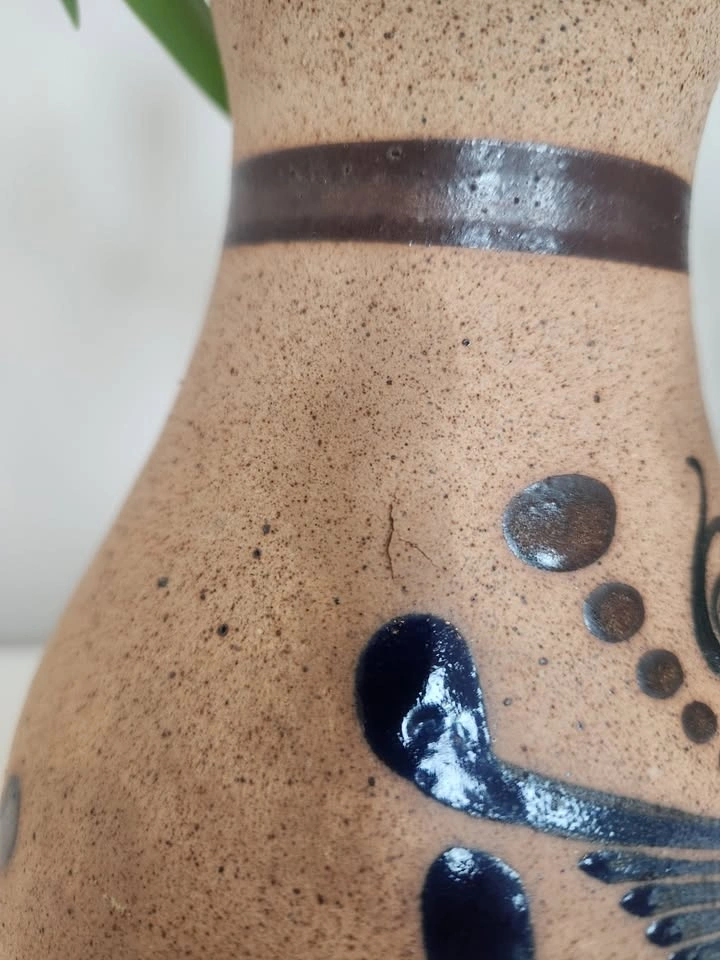 Vintage Tonola Pottery Mexican Vase - Bird & Florals - photo 4