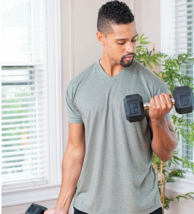 NEW 15lb GoZone Rubber-Coated Hex Dumbbell – Black/Chrome - photo 2