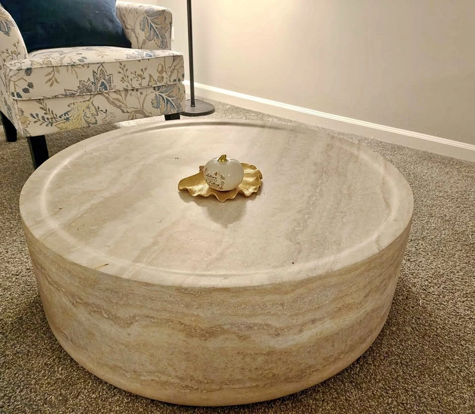 Elegant Modern 35.4" Marble Round Coffee Table - No Assembly