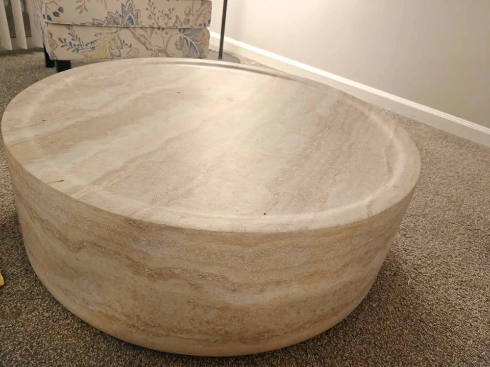 Elegant Modern 35.4" Marble Round Coffee Table - No Assembly - photo 2