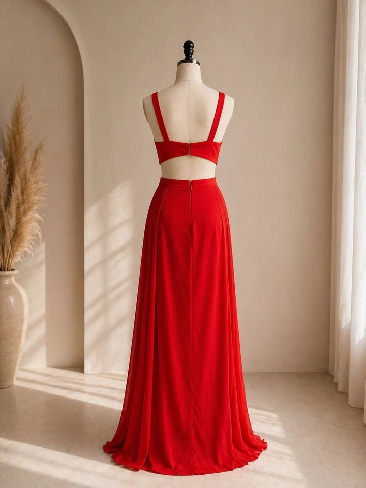Red Formal Gown – Elegant Maxi Dress – Size 10 - photo 2