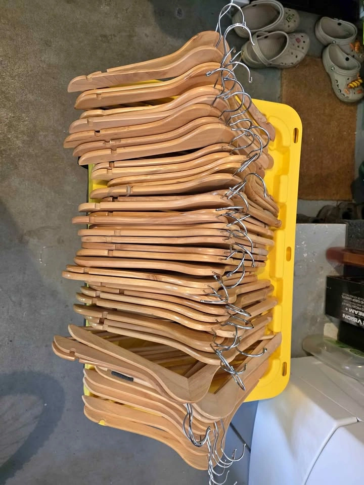 Wood cloth hanger.