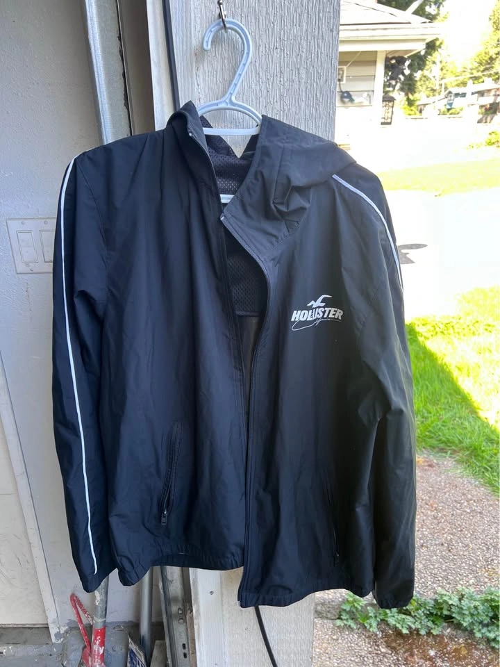 Hollister Black Windbreaker Jacket XL - photo 2
