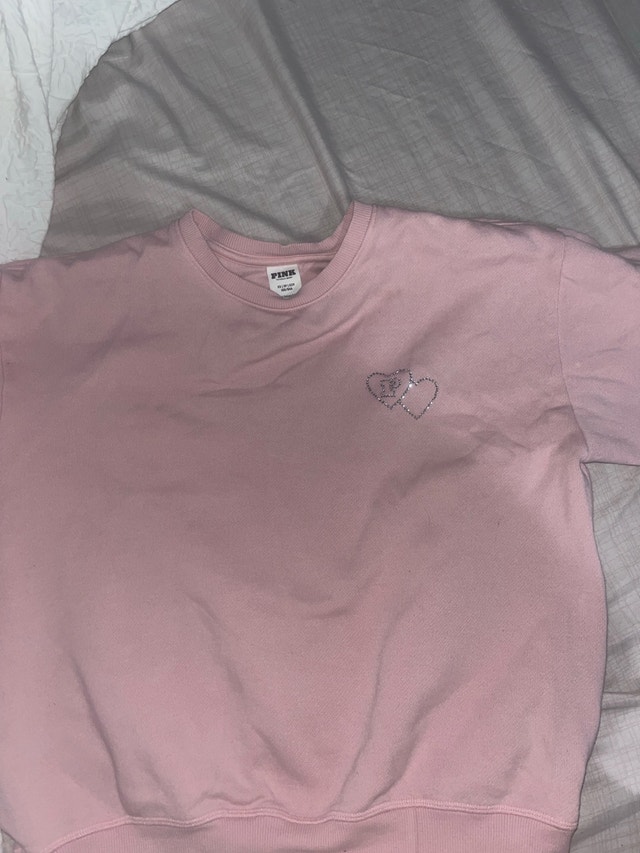 PINK XS Rhinestone Crewneck