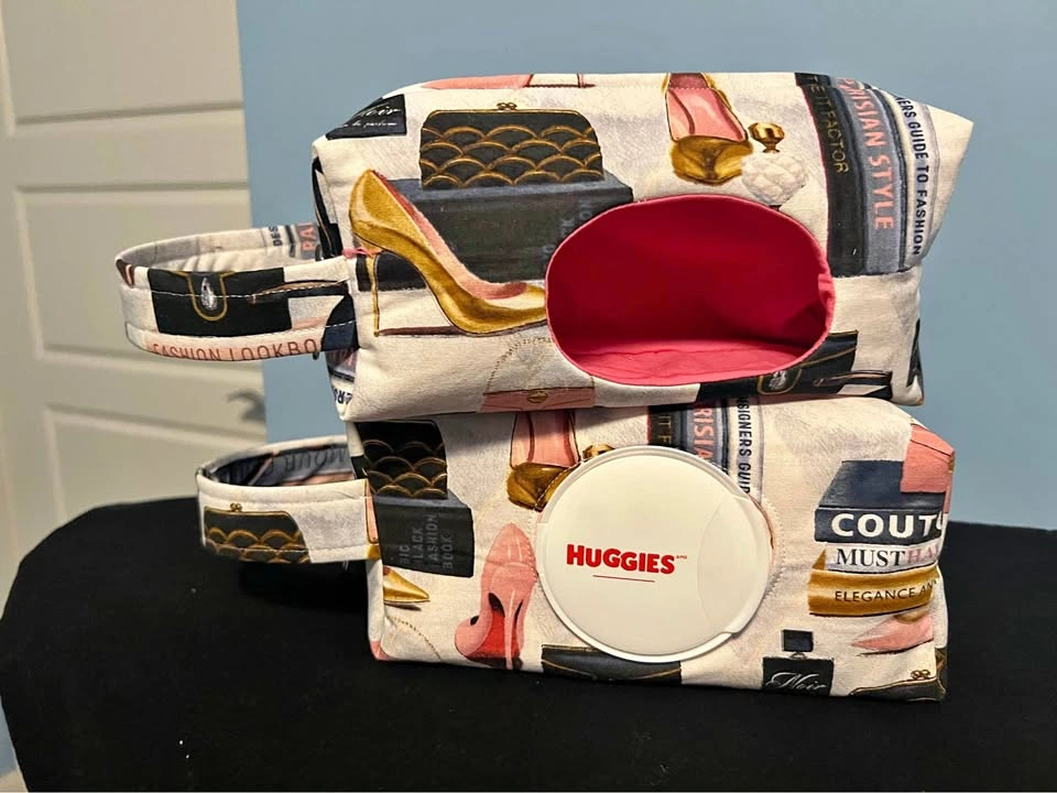 Glamorous Double Zipper Diaper Wipe Bag