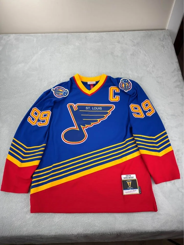 Mitchell And Ness NWT Men's Sz L Wayne Gretzky Blues Jersey - photo 2