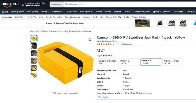 RV Stabilizer Jack Pad - 4 Pack, Yellow - photo 2