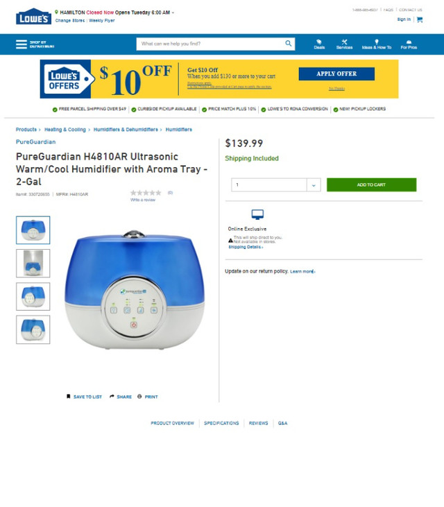 Ultrasonic Warm/Cool Humidifier with Aroma Tray - 2-Gal - photo 3