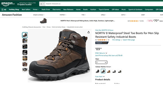 Waterproof Steel Toe Boots size 9 - photo 3